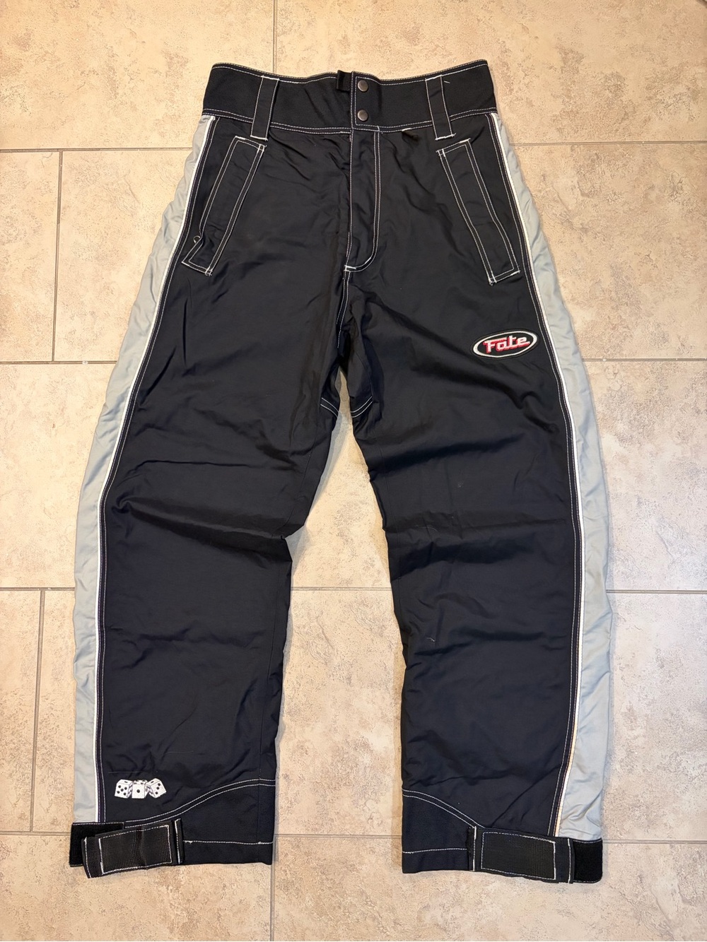 Vintage Y2K Fate Black Ski Pants with Gray Side Panels